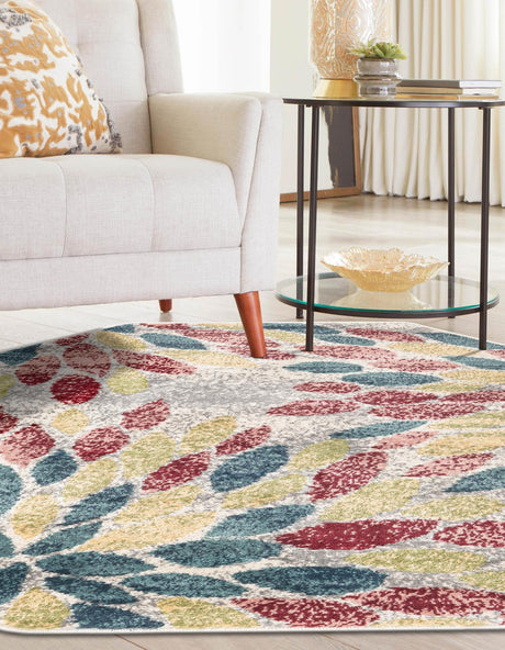 Multicolor 4' 1 x 4' 1 Sumter Octagon Area Rug Contemporary Durable Easy Clean Carpet for Bedrooms, Living Areas, Dining, Office, Dorms for Sale at Rug Engine