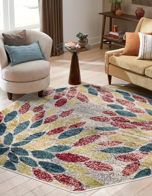 Multicolor 4' 1 x 4' 1 Sumter Octagon Area Rug Contemporary Durable Easy Clean Carpet for Bedrooms, Living Areas, Dining, Office, Dorms for Sale at Rug Engine