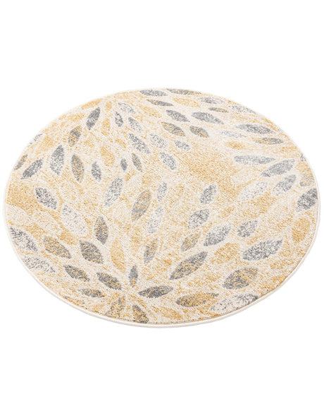 Yellow 4' 1 x 4' 1 Sumter Round Area Rug Contemporary Durable Easy Clean Carpet for Bedrooms, Living Areas, Dining, Office, Dorms for Sale at Rug Engine
