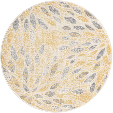 Yellow 4' 1 x 4' 1 Sumter Round Area Rug Contemporary Durable Easy Clean Carpet for Bedrooms, Living Areas, Dining, Office, Dorms for Sale at Rug Engine
