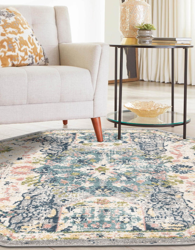Ivory 4' 1 x 4' 1 Sumter Octagon Area Rug Contemporary Durable Easy Clean Carpet for Bedrooms, Living Areas, Dining, Office, Dorms for Sale at Rug Engine