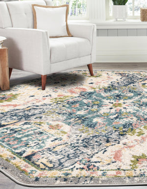 Ivory 4' 1 x 4' 1 Sumter Octagon Area Rug Contemporary Durable Easy Clean Carpet for Bedrooms, Living Areas, Dining, Office, Dorms for Sale at Rug Engine