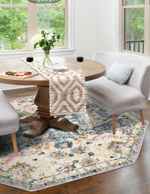 Ivory 4' 1 x 4' 1 Sumter Octagon Area Rug Contemporary Durable Easy Clean Carpet for Bedrooms, Living Areas, Dining, Office, Dorms for Sale at Rug Engine