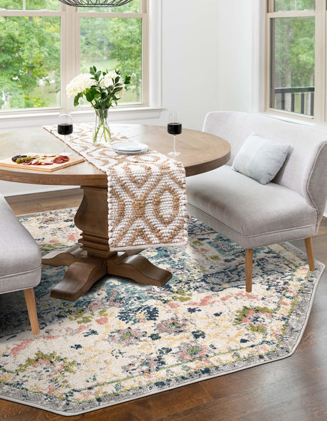 Ivory 4' 1 x 4' 1 Sumter Octagon Area Rug Contemporary Durable Easy Clean Carpet for Bedrooms, Living Areas, Dining, Office, Dorms for Sale at Rug Engine