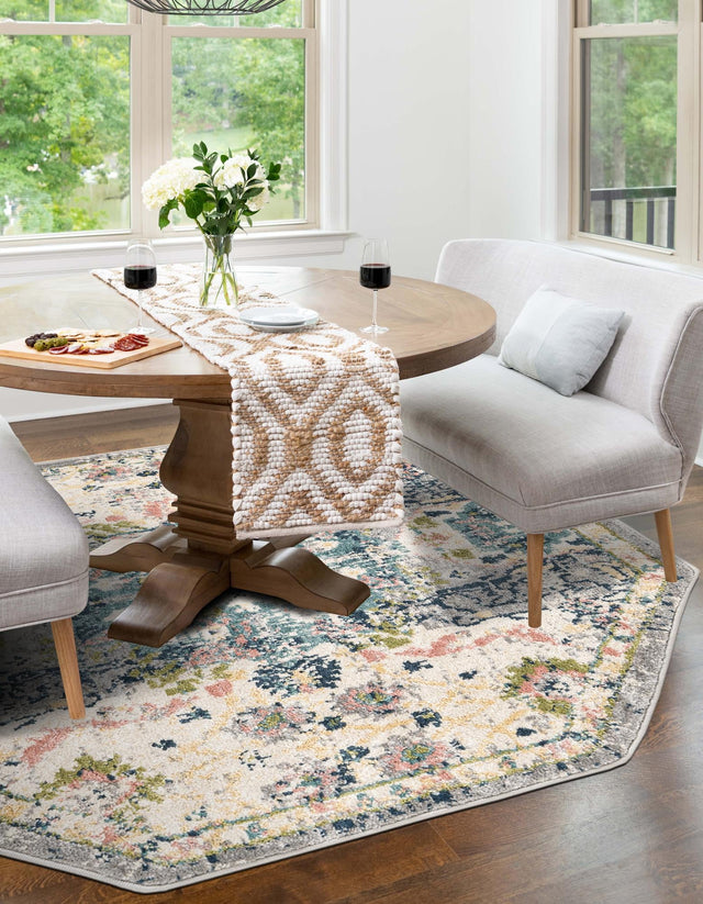 Ivory 4' 1 x 4' 1 Sumter Octagon Area Rug Contemporary Durable Easy Clean Carpet for Bedrooms, Living Areas, Dining, Office, Dorms for Sale at Rug Engine