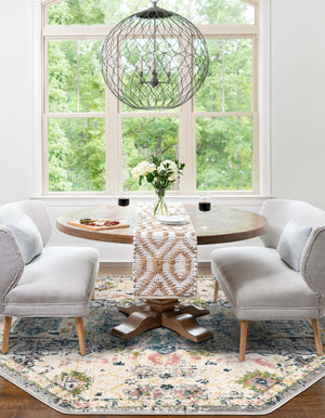 Ivory 4' 1 x 4' 1 Sumter Octagon Area Rug Contemporary Durable Easy Clean Carpet for Bedrooms, Living Areas, Dining, Office, Dorms for Sale at Rug Engine