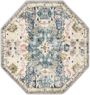 Ivory 4' 1 x 4' 1 Sumter Octagon Area Rug Contemporary Durable Easy Clean Carpet for Bedrooms, Living Areas, Dining, Office, Dorms for Sale at Rug Engine