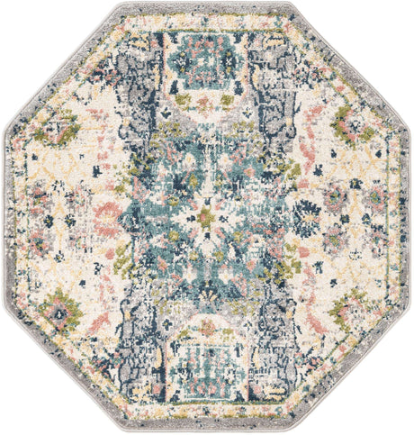 Ivory 4' 1 x 4' 1 Sumter Octagon Area Rug Contemporary Durable Easy Clean Carpet for Bedrooms, Living Areas, Dining, Office, Dorms for Sale at Rug Engine
