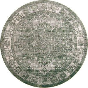 Green 10' x 10' Isabella Round Area Rug Polypropylene & Polyester Traditional Elegant Carpet for Living Rooms, Dining, Office, Dorms for Sale at Rug Engine