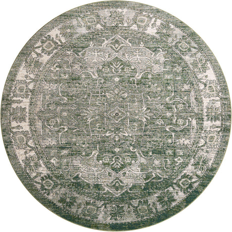 Green 10' x 10' Isabella Round Area Rug Polypropylene & Polyester Traditional Elegant Carpet for Living Rooms, Dining, Office, Dorms for Sale at Rug Engine