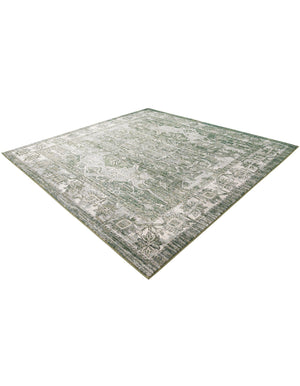 Green 10' x 10' Isabella Square Area Rug Polypropylene & Polyester Traditional Elegant Carpet for Living Rooms, Dining, Office, Dorms for Sale at Rug Engine