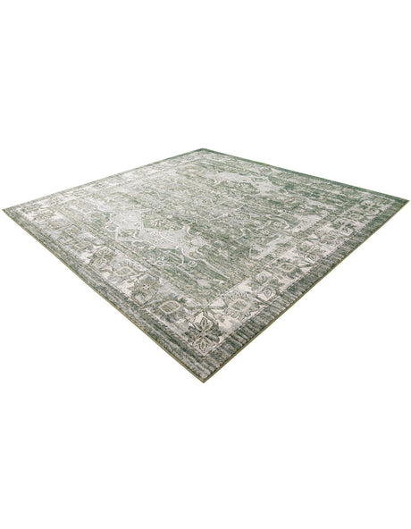 Green 10' x 10' Isabella Square Area Rug Polypropylene & Polyester Traditional Elegant Carpet for Living Rooms, Dining, Office, Dorms for Sale at Rug Engine