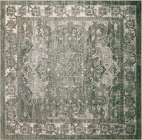 Green 10' x 10' Isabella Square Area Rug Polypropylene & Polyester Traditional Elegant Carpet for Living Rooms, Dining, Office, Dorms for Sale at Rug Engine