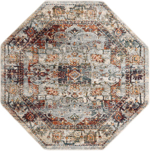 Ivory 6' 1 x 6' 1 Isabella Octagon Area Rug Polypropylene & Polyester Traditional Elegant Carpet for Living Rooms, Dining, Office, Dorms for Sale at Rug Engine