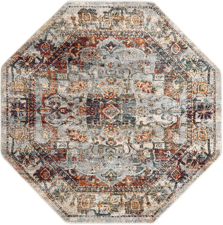 Ivory 6' 1 x 6' 1 Isabella Octagon Area Rug Polypropylene & Polyester Traditional Elegant Carpet for Living Rooms, Dining, Office, Dorms for Sale at Rug Engine