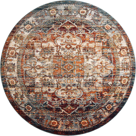 Multicolor 10' x 10' Isabella Round Area Rug Polypropylene & Polyester Traditional Elegant Carpet for Living Rooms, Dining, Office, Dorms for Sale at Rug Engine