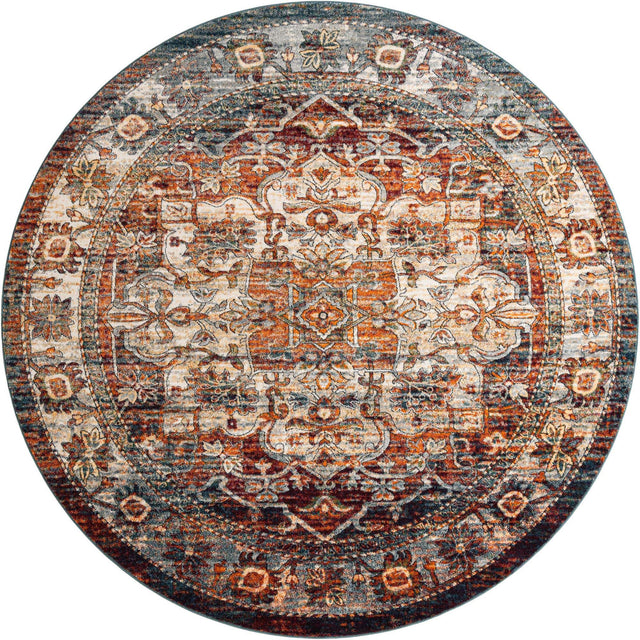 Multicolor 10' x 10' Isabella Round Area Rug Polypropylene & Polyester Traditional Elegant Carpet for Living Rooms, Dining, Office, Dorms for Sale at Rug Engine