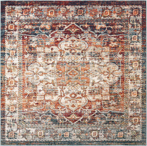 Multicolor 10' x 10' Isabella Square Area Rug Polypropylene & Polyester Traditional Elegant Carpet for Living Rooms, Dining, Office, Dorms for Sale at Rug Engine