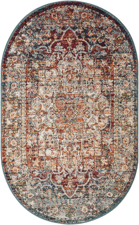 Multicolor 3' 3 x 5' 3 Isabella Oval Area Rug Polypropylene & Polyester Traditional Elegant Carpet for Living Rooms, Dining, Office, Dorms for Sale at Rug Engine