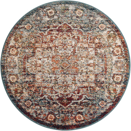 Multicolor 4' 1 x 4' 1 Isabella Round Area Rug Polypropylene & Polyester Traditional Elegant Carpet for Living Rooms, Dining, Office, Dorms for Sale at Rug Engine