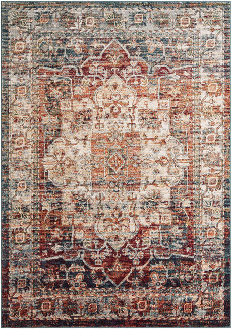 Multicolor 7' 1 x 10' Isabella Rectangle Area Rug Polypropylene & Polyester Traditional Elegant Carpet for Living Rooms, Dining, Office, Dorms for Sale at Rug Engine