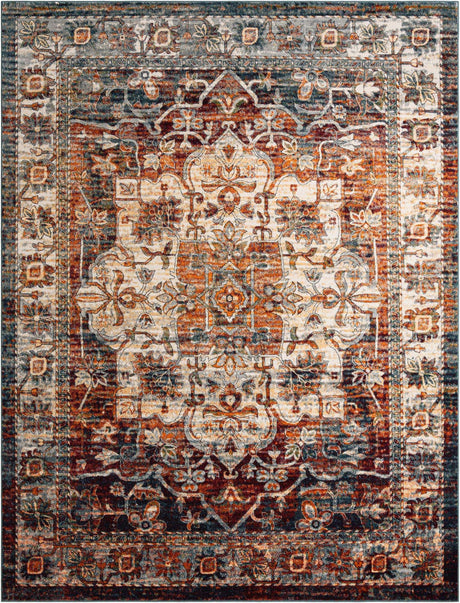 Multicolor 7' 10 x 11' Isabella Rectangle Area Rug Polypropylene & Polyester Traditional Elegant Carpet for Living Rooms, Dining, Office, Dorms for Sale at Rug Engine