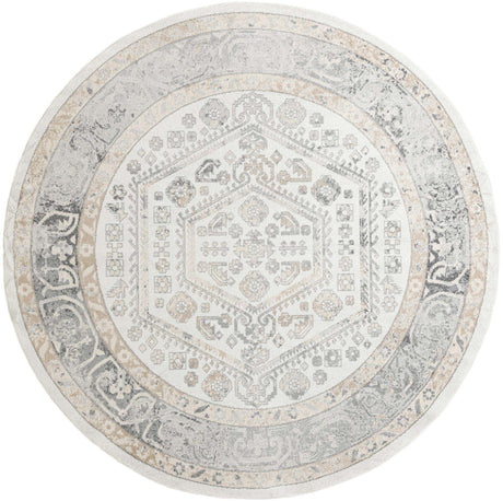Ivory 10' x 10' Aurelia Round Area Rug 100% Polypropylene & Jute Backing Living Dining Room Bedroom Office Traditional Carpet for Sale at Rug Engine