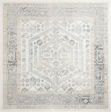 Ivory 10' x 10' Aurelia Square Area Rug 100% Polypropylene & Jute Backing Living Dining Room Bedroom Office Traditional Carpet for Sale at Rug Engine
