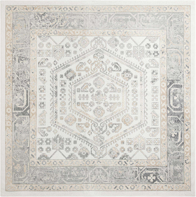 Ivory 10' x 10' Aurelia Square Area Rug 100% Polypropylene & Jute Backing Living Dining Room Bedroom Office Traditional Carpet for Sale at Rug Engine