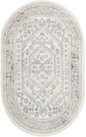 Ivory 3' 3 x 5' 3 Aurelia Oval Area Rug 100% Polypropylene & Jute Backing Living Dining Room Bedroom Office Traditional Carpet for Sale at Rug Engine