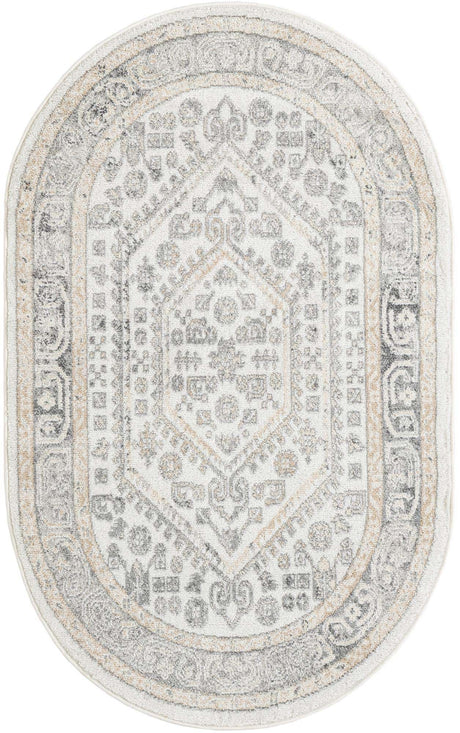Ivory 3' 3 x 5' 3 Aurelia Oval Area Rug 100% Polypropylene & Jute Backing Living Dining Room Bedroom Office Traditional Carpet for Sale at Rug Engine