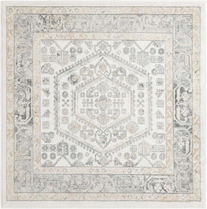 Ivory 5' 3 x 5' 3 Aurelia Square Area Rug 100% Polypropylene & Jute Backing Living Dining Room Bedroom Office Traditional Carpet for Sale at Rug Engine