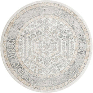 Ivory 6' 1 x 6' 1 Aurelia Round Area Rug 100% Polypropylene & Jute Backing Living Dining Room Bedroom Office Traditional Carpet for Sale at Rug Engine