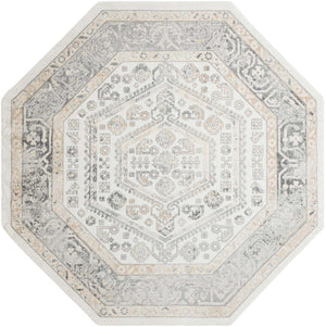 Ivory 7' 10 x 7' 10 Aurelia Octagon Area Rug 100% Polypropylene & Jute Backing Living Dining Room Bedroom Office Traditional Carpet for Sale at Rug Engine