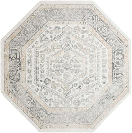 Ivory 7' 10 x 7' 10 Aurelia Octagon Area Rug 100% Polypropylene & Jute Backing Living Dining Room Bedroom Office Traditional Carpet for Sale at Rug Engine