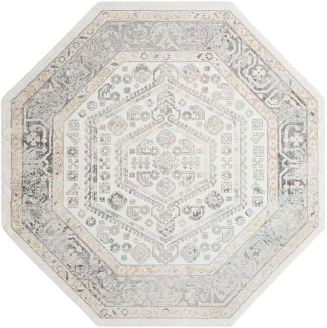 Ivory 7' 10 x 7' 10 Aurelia Octagon Area Rug 100% Polypropylene & Jute Backing Living Dining Room Bedroom Office Traditional Carpet for Sale at Rug Engine