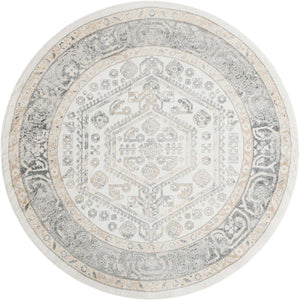 Ivory 7' 10 x 7' 10 Aurelia Round Area Rug 100% Polypropylene & Jute Backing Living Dining Room Bedroom Office Traditional Carpet for Sale at Rug Engine