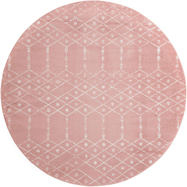 Rose Pink 10' x 10' Paxon Trellis Round Area Rug Geometric Durable Stain Resistant Easy Clean Carpet for Modern Interior Home Decor for Sale at Rug Engine