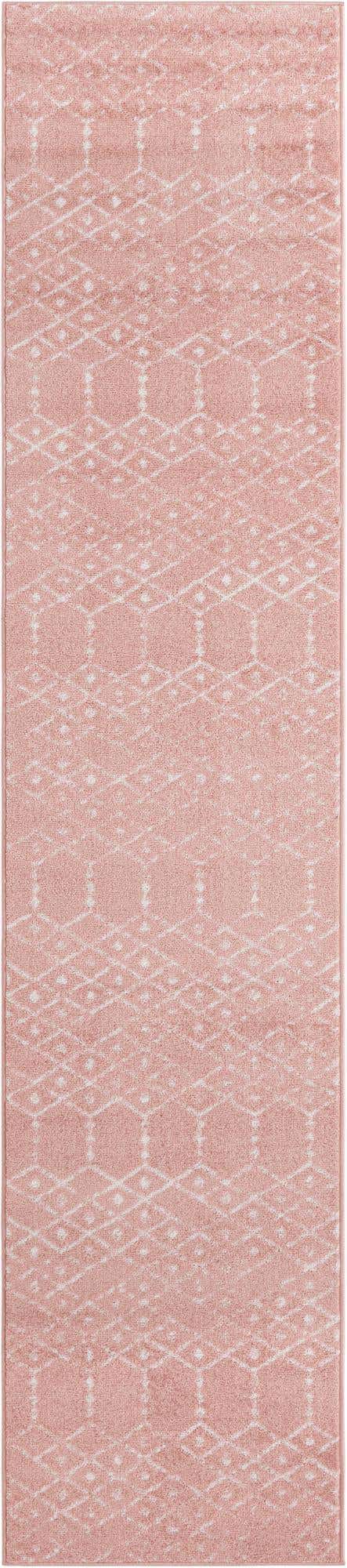 Rose Pink 2' 7 x 12' Paxon Trellis Runner Area Rug Geometric Durable Stain Resistant Easy Clean Carpet for Modern Interior Home Decor for Sale at Rug Engine