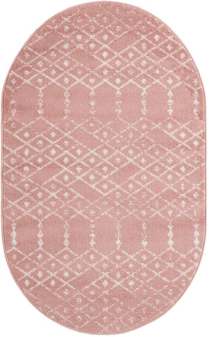 Rose Pink 3' 3 x 5' 3 Paxon Trellis Oval Area Rug Geometric Durable Stain Resistant Easy Clean Carpet for Modern Interior Home Decor for Sale at Rug Engine