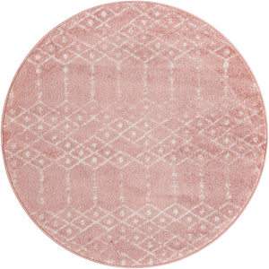 Rose Pink 4' 1 x 4' 1 Paxon Trellis Round Area Rug Geometric Durable Stain Resistant Easy Clean Carpet for Modern Interior Home Decor for Sale at Rug Engine