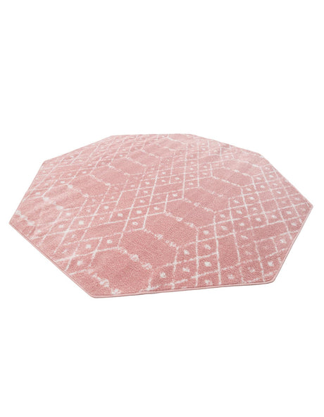 Rose Pink 6' 1 x 6' 1 Paxon Trellis Octagon Area Rug Geometric Durable Stain Resistant Easy Clean Carpet for Modern Interior Home Decor for Sale at Rug Engine