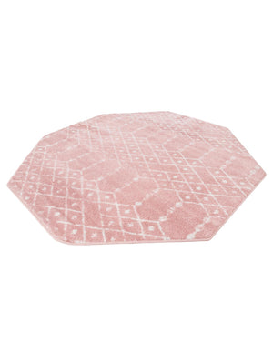 Rose Pink 6' 1 x 6' 1 Paxon Trellis Octagon Area Rug Geometric Durable Stain Resistant Easy Clean Carpet for Modern Interior Home Decor for Sale at Rug Engine