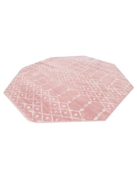 Rose Pink 6' 1 x 6' 1 Paxon Trellis Octagon Area Rug Geometric Durable Stain Resistant Easy Clean Carpet for Modern Interior Home Decor for Sale at Rug Engine
