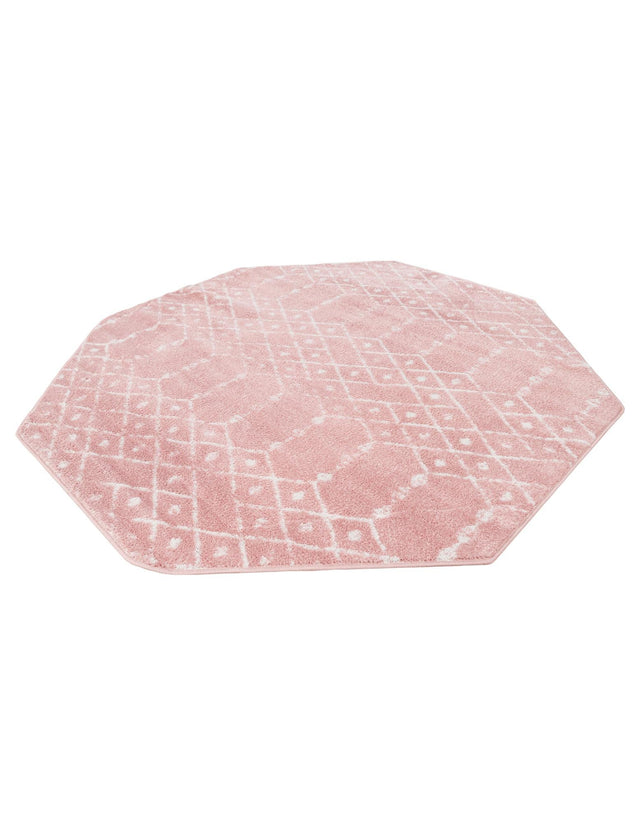 Rose Pink 6' 1 x 6' 1 Paxon Trellis Octagon Area Rug Geometric Durable Stain Resistant Easy Clean Carpet for Modern Interior Home Decor for Sale at Rug Engine