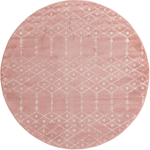 Rose Pink 6' 1 x 6' 1 Paxon Trellis Round Area Rug Geometric Durable Stain Resistant Easy Clean Carpet for Modern Interior Home Decor for Sale at Rug Engine