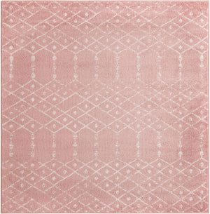 Rose Pink 6' 1 x 6' 1 Paxon Trellis Square Area Rug Geometric Durable Stain Resistant Easy Clean Carpet for Modern Interior Home Decor for Sale at Rug Engine