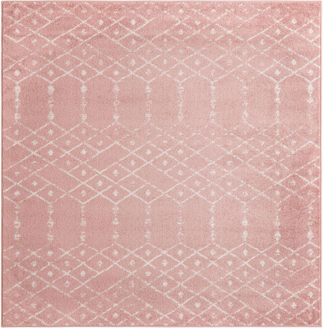 Rose Pink 6' 1 x 6' 1 Paxon Trellis Square Area Rug Geometric Durable Stain Resistant Easy Clean Carpet for Modern Interior Home Decor for Sale at Rug Engine