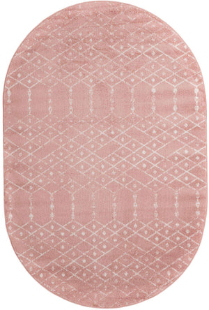 Rose Pink 6' 1 x 9' Paxon Trellis Oval Area Rug Geometric Durable Stain Resistant Easy Clean Carpet for Modern Interior Home Decor for Sale at Rug Engine