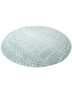 Aqua 10' x 10' Paxon Trellis Round Area Rug Geometric Durable Stain Resistant Easy Clean Carpet for Modern Interior Home Decor for Sale at Rug Engine